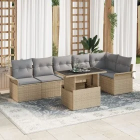 Conjunto de Sofá Jardín de 7 Piezas con Cojines
