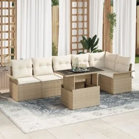 Set de Sofá de Jardín de 7 Piezas con Cojines Beige de , Sofás de exterior - Ref: Foro24-3348297, Precio: 521,53 €, Descuento: %