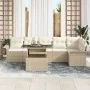 Set de Sofá de Jardín de 7 Piezas con Cojines Beige by , Outdoor sofas - Ref: Foro24-3348297, Price: 521,53 €, Discount: %