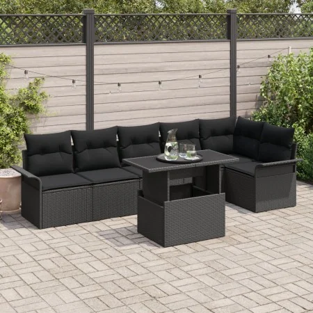 Juego de Sofá de Jardín de 7 Piezas con Cojines Negro Rattan | Foro24.es | Tu tienda online para hogar, jardín y más Foro24.es