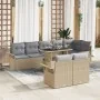 Juego de Sofás de Jardín de 9 Piezas con Cojines Beige de Ratán | Foro24.es | Tu tienda online para hogar, jardín y más Foro24.es