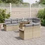 Juego de Sofás de Jardín de 9 Piezas con Cojines Beige de Ratán | Foro24.es | Tu tienda online para hogar, jardín y más Foro24.es