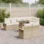 Conjunto de Sofá de Jardín de 9 Piezas con Cojines Beige de Rattan von , Outdoor-Sofas - Ref: Foro24-3348307, Preis: 693,35 €...