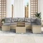 Juego de Sofá de Jardín de 9 Piezas con Cojines Beige Poliratán | Foro24.es | Tu tienda online para hogar, jardín y más Foro24.es
