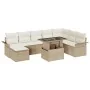 Juego de Sofá de Jardín de 9 Piezas con Cojines Beige Ratán Sintético von , Outdoor-Sofas - Ref: Foro24-3348337, Preis: 652,0...