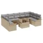 Conjunto de Sofá de Jardín de 10 Piezas con Cojines Beige de Poliratán | Foro24.es | Tu tienda online para hogar, jardín y más Foro24.es