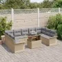 Conjunto de Sofá de Jardín de 10 Piezas con Cojines Beige de Poliratán | Foro24.es | Tu tienda online para hogar, jardín y más Foro24.es