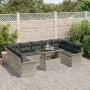 Conjunto de sofá de jardín de 10 piezas con cojines en ratán gris claro | Foro24.es | Tu tienda online para hogar, jardín y más Foro24.es