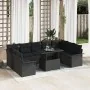 Juego de Sofás de Jardín de 10 Piezas con Cojines Negro Ratán Poliéster | Foro24.es | Tu tienda online para hogar, jardín y más Foro24.es