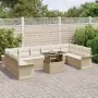 Juego de Sofá de Jardín de 11 Piezas con Cojines Beige Ratán Poliéster von , Outdoor-Sofas - Ref: Foro24-3348357, Preis: 764,...