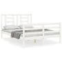 Estructura de cama con cabecero madera maciza blanco 140x200 cm de vidaXL, Camas y somieres - Ref: Foro24-3194702, Precio: 13...