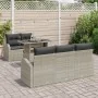 Conjunto de Sofá de Jardín de 6 Piezas con Cojines de Ratan Poliéster Gris Claro by , Outdoor sofas - Ref: Foro24-3348558, Pr...