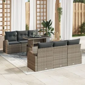 Set de Sofá de Jardín 7 Piezas Marrón, Gris