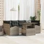 Conjunto de Sofá de Jardín de 7 Piezas con Cojines Gris de Poliéster Ratan by , Outdoor sofas - Ref: Foro24-3348575, Price: 4...