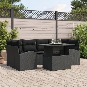 Conjunto de Sofá de Jardín de 7 Piezas con Cojines Negro de Poliratán von , Outdoor-Sofas - Ref: Foro24-3348579, Preis: 510,4...