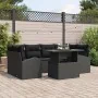 Conjunto de Sofá de Jardín de 7 Piezas con Cojines Negro de Poliratán by , Outdoor sofas - Ref: Foro24-3348579, Price: 510,44...