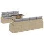 Conjunto de Sofás de Jardín de 8 piezas con Cojines Beige de Ratán Poliéster von , Outdoor-Sofas - Ref: Foro24-3348586, Preis...
