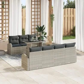 Juego de Sofás de Jardín de 8 Piezas con Cojines Gris Claro de Poliratán by , Outdoor sofas - Ref: Foro24-3348588, Price: 620...