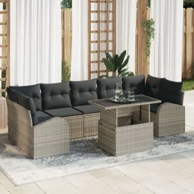 Juego de Sofá de Jardín de 8 Piezas con Cojines Gris Claro de Ratán de , Sofás de exterior - Ref: Foro24-3348598, Precio: 636...