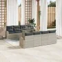 Conjunto de Sofás de Jardín de 9 Piezas con Cojines Ratán Poliéster Gris Claro by , Outdoor sofas - Ref: Foro24-3348608, Pric...
