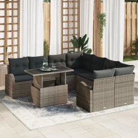 Juego de Sofá de Jardín de 9 Piezas con Cojines Gris Ratán Poliéster de , Sofás de exterior - Ref: Foro24-3348615, Precio: 60...