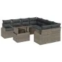 Juego de Sofá de Jardín de 9 Piezas con Cojines Gris Ratán Poliéster de , Sofás de exterior - Ref: Foro24-3348615, Precio: 60...