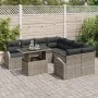 Juego de Sofá de Jardín de 9 Piezas con Cojines Gris Ratán Poliéster de , Sofás de exterior - Ref: Foro24-3348615, Precio: 60...