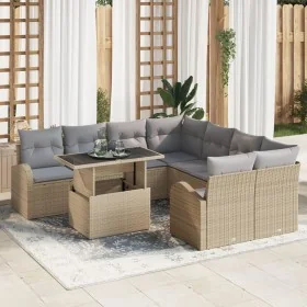 Set de Sofá de Jardín de 9 Piezas con Cojines