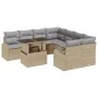 Set de Sofá de Jardín de 9 Piezas con Cojines Beige de Ratán Sintético | Foro24.es | Tu tienda online para hogar, jardín y más Foro24.es