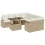 Conjunto de Sofá de Jardín de 9 Piezas con Cojines de Ratán Beige | Foro24.es | Tu tienda online para hogar, jardín y más Foro24.es