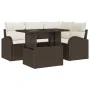 Conjunto de Sofá de Jardín de 5 Piezas con Cojines de Poliratán Marrón de , Sofás de exterior - Ref: Foro24-3348634, Precio: ...