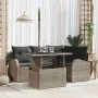 Set de Sofá de Jardín de 5 Piezas con Cojines Gris Poliratán de , Sofás de exterior - Ref: Foro24-3348635, Precio: 375,89 €, ...