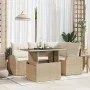 Juego de Sofá de Jardín de 5 Piezas con Cojines de Ratán Sintético Beige | Foro24.es | Tu tienda online para hogar, jardín y más Foro24.es