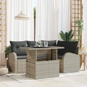 Juego de Sofá de Jardín de 5 Piezas con Cojines de Rattan Poliéster Gris Claro von , Outdoor-Sofas - Ref: Foro24-3348638, Pre...