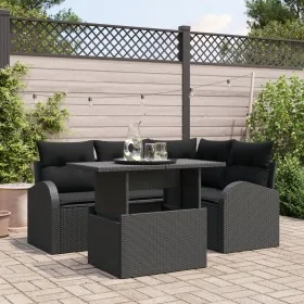 Juego de Sofá de Jardín de 5 Piezas con Cojines, Negro de Poliratán by , Outdoor sofas - Ref: Foro24-3348639, Price: 400,72 €...