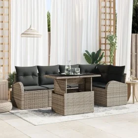 Juego de Sofá de Jardín de 6 Piezas con Cojines Gris Rattan Polímero by , Outdoor sofas - Ref: Foro24-3348645, Price: 428,39 ...
