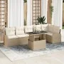 Set de Sofá de Jardín de 7 Piezas con Cojines Beige Ratán Poliéster | Foro24.es | Tu tienda online para hogar, jardín y más Foro24.es