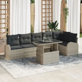 Juego de Sofá de Jardín de 7 Piezas con Cojines Gris Claro Poliratán by , Outdoor sofas - Ref: Foro24-3348658, Price: 550,11 ...