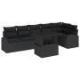 Juego de Sofás de Jardín de 7 Piezas con Cojines Negro Ratán Poliéster von , Outdoor-Sofas - Ref: Foro24-3348659, Preis: 512,...