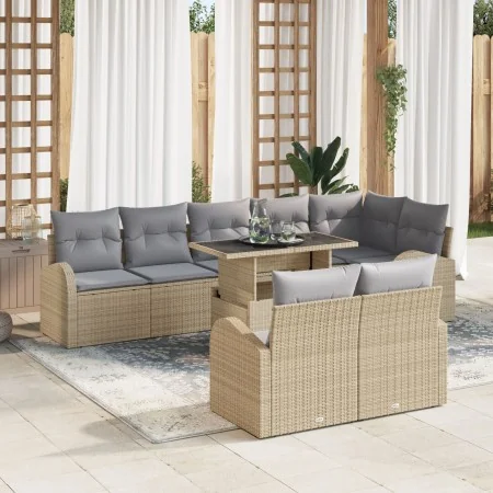 Conjunto de Sofá de Jardín de 9 Piezas con Cojines Beige de Ratán Sintético | Foro24.es | Tu tienda online para hogar, jardín y más Foro24.es