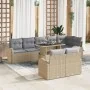 Conjunto de Sofá de Jardín de 9 Piezas con Cojines Beige de Ratán Sintético | Foro24.es | Tu tienda online para hogar, jardín y más Foro24.es