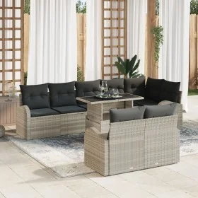Juego de Sofá de Jardín de 9 Piezas con Cojines de Ratán Poli Gris Claro by , Outdoor sofas - Ref: Foro24-3348668, Price: 713...