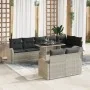 Juego de Sofá de Jardín de 9 Piezas con Cojines de Ratán Poli Gris Claro by , Outdoor sofas - Ref: Foro24-3348668, Price: 713...