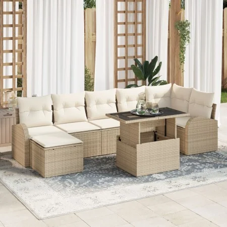 Conjunto de Sofás de Jardín de 8 Piezas con Cojines Beige de Rattan Poliéster | Foro24.es | Tu tienda online para hogar, jardín y más Foro24.es