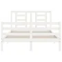 Estructura de cama con cabecero madera maciza blanco 140x200 cm de vidaXL, Camas y somieres - Ref: Foro24-3194702, Precio: 13...