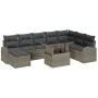 Conjunto de Sofá de Jardín de 9 Piezas con Cojines Gris Poliratán by , Outdoor sofas - Ref: Foro24-3348695, Price: 575,10 €, ...