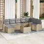 Juego de Sofá de Jardín de 9 Piezas con Cojines Beige de Poliratán | Foro24.es | Tu tienda online para hogar, jardín y más Foro24.es