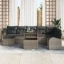 Conjunto de Sofá de Jardín de 9 Piezas con Cojines Gris Poliratán by , Outdoor sofas - Ref: Foro24-3348695, Price: 575,10 €, ...