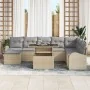 Juego de Sofá de Jardín de 9 Piezas con Cojines Beige de Poliratán | Foro24.es | Tu tienda online para hogar, jardín y más Foro24.es