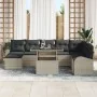 Juego de Sofá de Jardín de 9 Piezas con Cojines Beig Claro Rattan Poliéster von , Outdoor-Sofas - Ref: Foro24-3348698, Preis:...